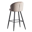 Tabouret de bar velours beige avec dossier 56 x 102,5 x 52,5 cm, tissu scandinave/métal 110 kg_05