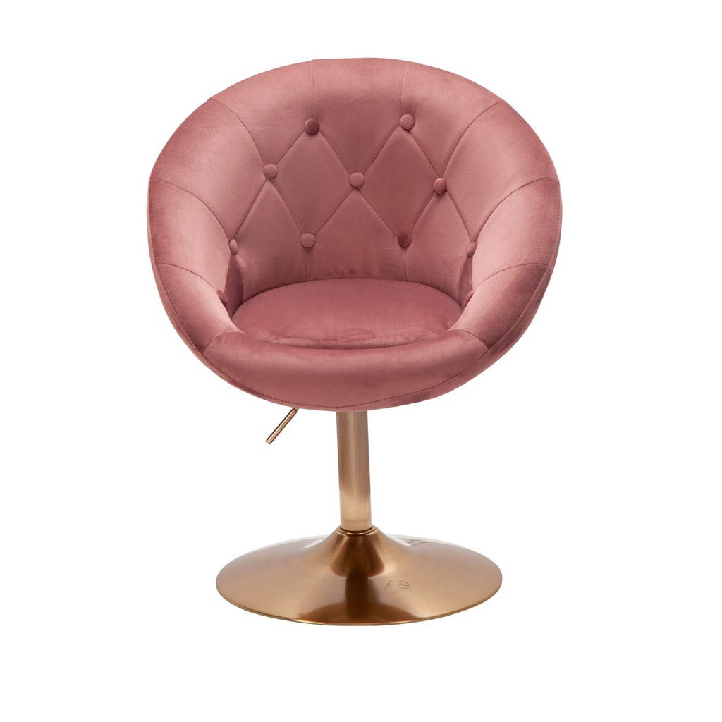 Chaise longue velours rose / or chaise pivotante design avec dossier_06