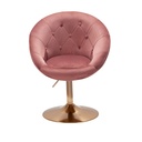 Chaise longue velours rose / or chaise pivotante design avec dossier_06