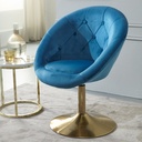 Chaise longue velours bleu / or chaise pivotante design avec dossier_01