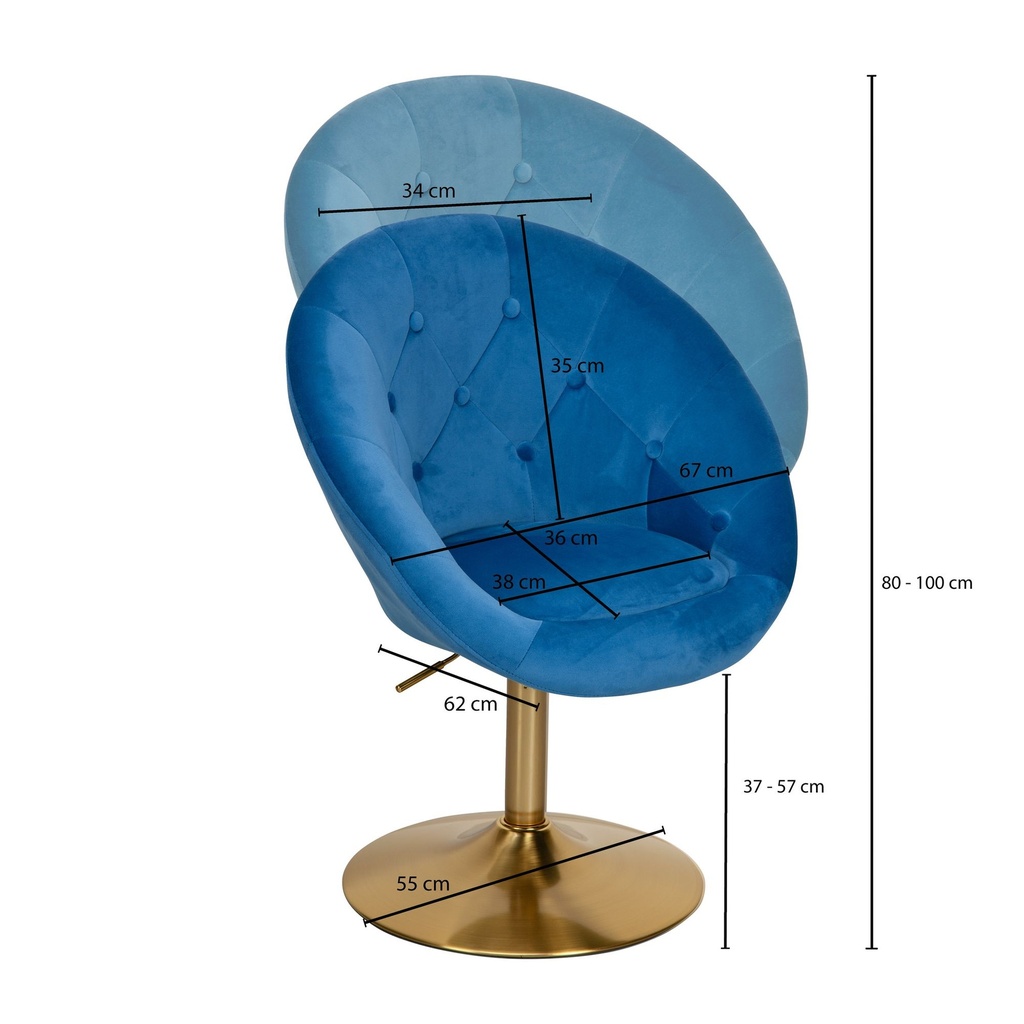 Chaise longue velours bleu / or chaise pivotante design avec dossier_03