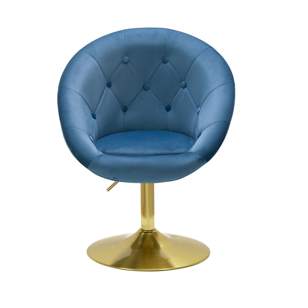 Chaise longue velours bleu / or chaise pivotante design avec dossier_06