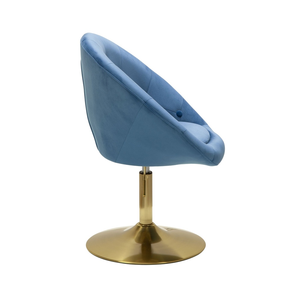 Chaise longue velours bleu / or chaise pivotante design avec dossier_08