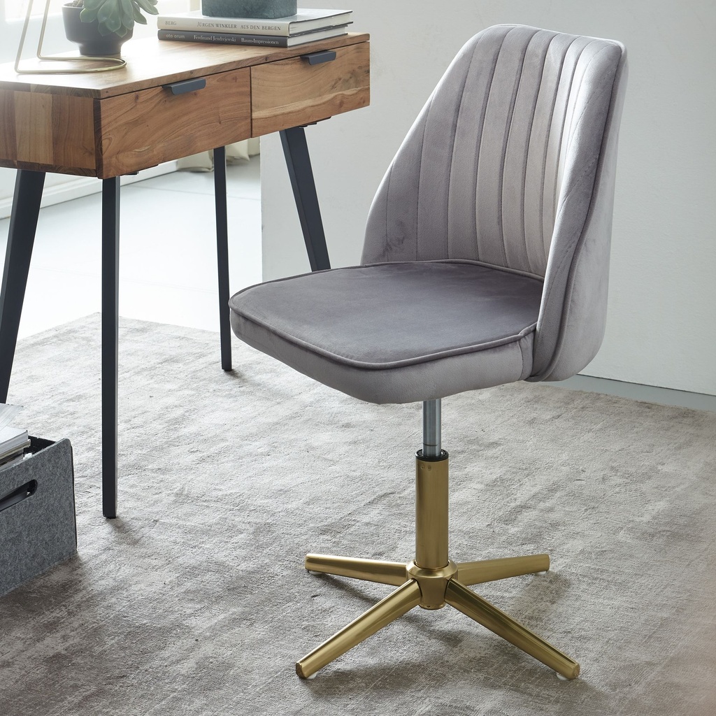 Design Chaise pivotante en velours gris rotatif sans roulettes_01