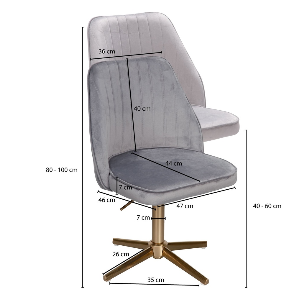 Design Chaise pivotante en velours gris rotatif sans roulettes_03