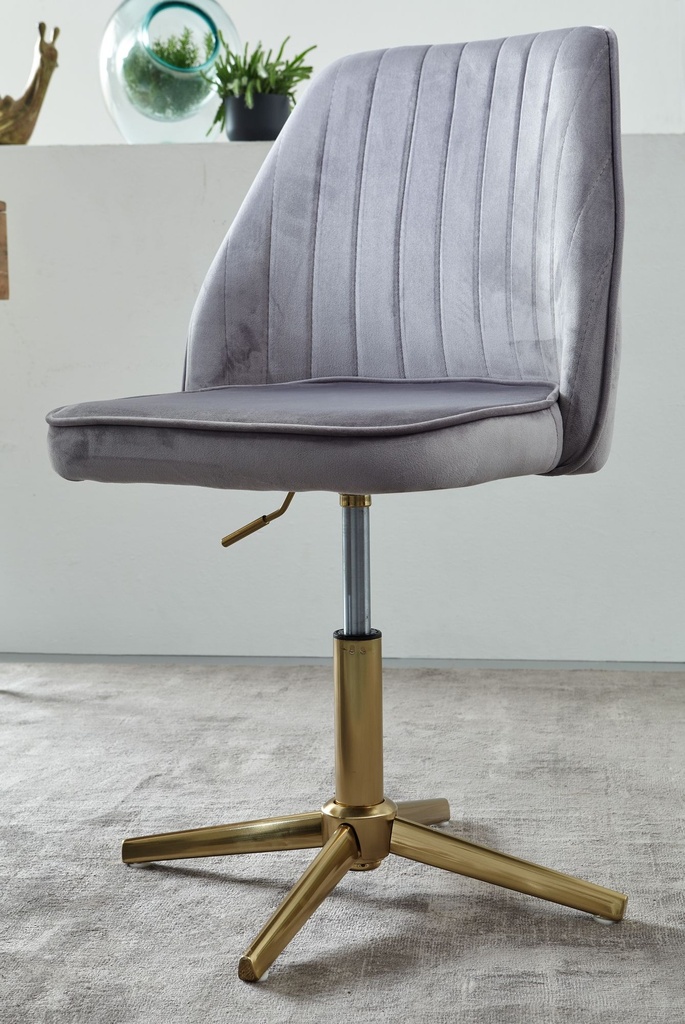 Design Chaise pivotante en velours gris rotatif sans roulettes_05
