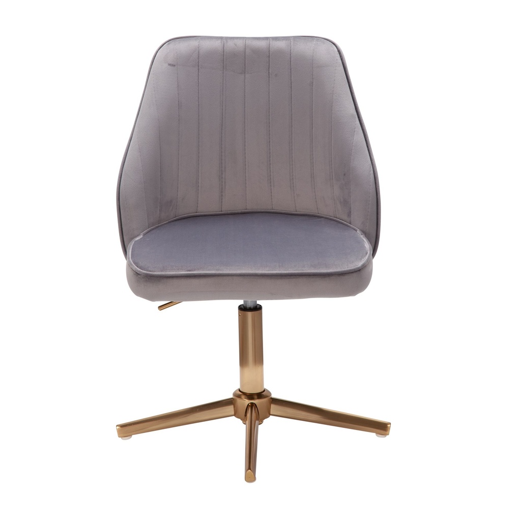 Design Chaise pivotante en velours gris rotatif sans roulettes_07