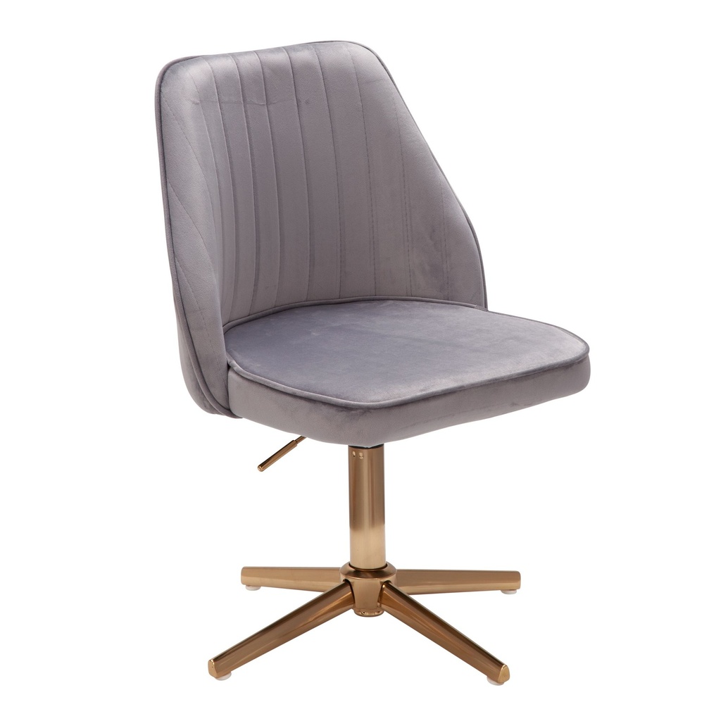 Design Chaise pivotante en velours gris rotatif sans roulettes_09