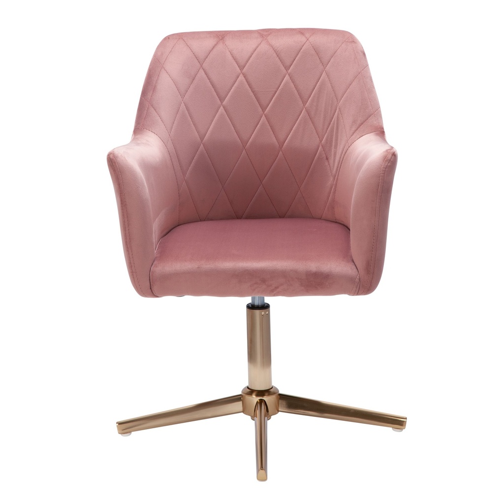 Design Chaise pivotante en velours rose pivotante sans roulettes, avec accoudoirs_06