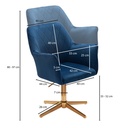 Design Chaise Pivotante en Velours Bleu Foncé Pivotant sans Roues avec Accoudoir_03