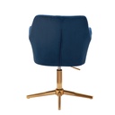 Design Chaise Pivotante en Velours Bleu Foncé Pivotant sans Roues avec Accoudoir_09