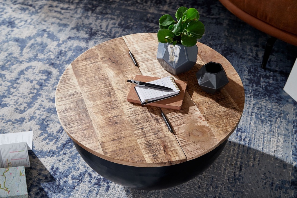 Table basse ronde en bois massif de manguier et métal, 60x34x60 cm, style industriel_04