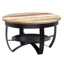 Table basse 60x34x60 cm bois massif de manguier / métal industriel noir rond, table de canapé table de salon solide_06