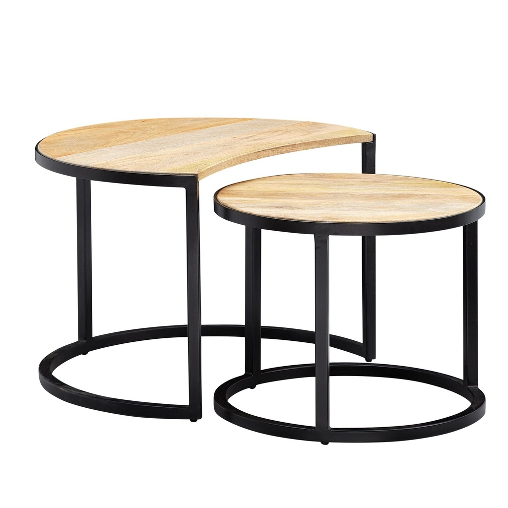 – lot de 2 tables basses rondes en bois massif de manguier/métal, marron clair, avec pieds en métal noir_06