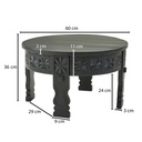 Design Table basse ronde en bois massif de manguier noir 60 x 36 x 60 cm_03
