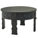 Design Table basse ronde en bois massif de manguier noir 60 x 36 x 60 cm_06