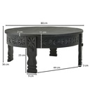Design Table basse ronde en bois massif de manguier noir 80 x 36 x 80 cm_03