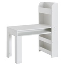 Bureau pour enfants blanc 90x50x110 cm table à peindre chambre d'enfant avec étagère, table pour enfants moderne, bureau d'étudiant avec espace de rangement_07