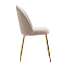 Design Lot de 2 chaises de salle à manger en velours beige rembourré, chaise de cuisine en tissu avec pieds dorés, chaise coque scandinave_04