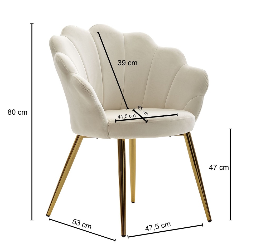 Chaise de salle à manger tulipe velours blanc rembourré, chaise de cuisine avec pieds dorés, chaise coque design scandinave_02