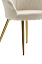 Chaise de salle à manger tulipe velours blanc rembourré, chaise de cuisine avec pieds dorés, chaise coque design scandinave_05