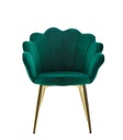 Chaise de salle à manger tulipe velours vert rembourré, chaise de cuisine avec pieds dorés, chaise coque design scandinave_01