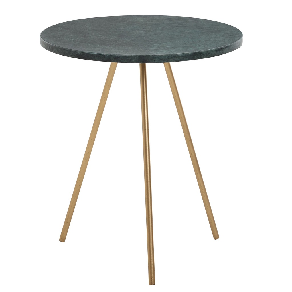 Table d'appoint en marbre véritable vert 38 x 38 x 44 cm table d'appoint en métal doré, petite table de canapé trépied ronde, table de salon canapé moderne_06