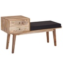 Banc en tissu / banc en bois massif 120x65x40 cm de style rétro, banc de couloir avec espace de rangement, banc en tissu rembourré noir_07