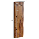 Porte-manteau mural Sheesham bois massif / métal 40x140x7 cm avec bord d'arbre, porte-manteau design porte-manteau de couloir à 2 rangées mur, porte-manteau bois_03