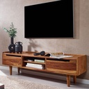 Lowboard sheesham bois massif 145x43x35 cm Commode TV avec deux portes, meuble TV design haut, table TV meuble TV moderne_01