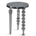 Table d'appoint 44 x 44 x 63 cm en aluminium avec trois pieds différents, trépied, métal, rond argenté, moderne_06