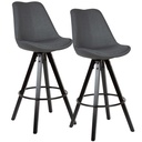 Lot de 2 tabourets de bar anthracite/noir, tissu/bois massif scandinave 2 pièces avec dossier hauteur d'assise 77 cm