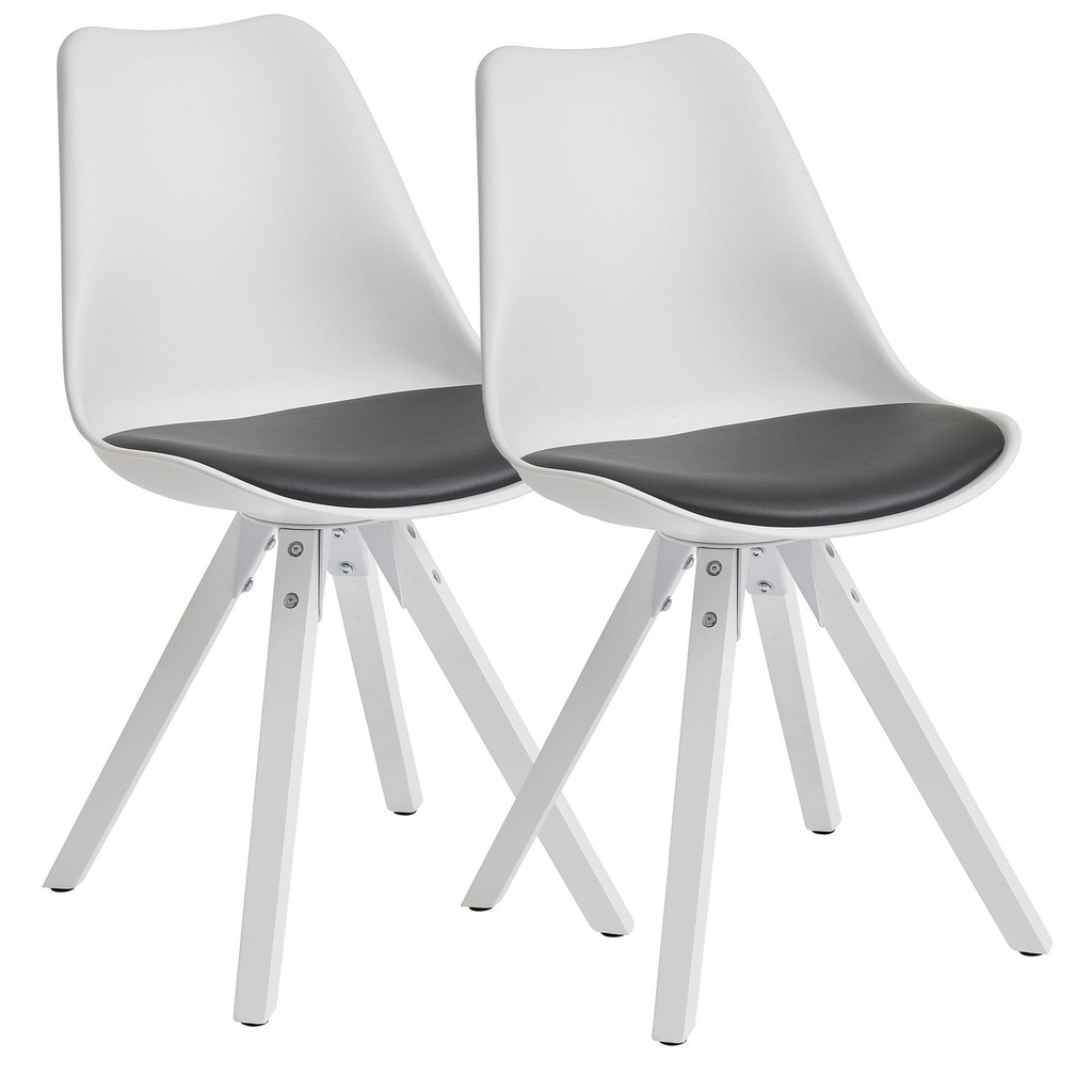 Lot de 2 chaises de salle à manger rétro blanc/noir scandinave