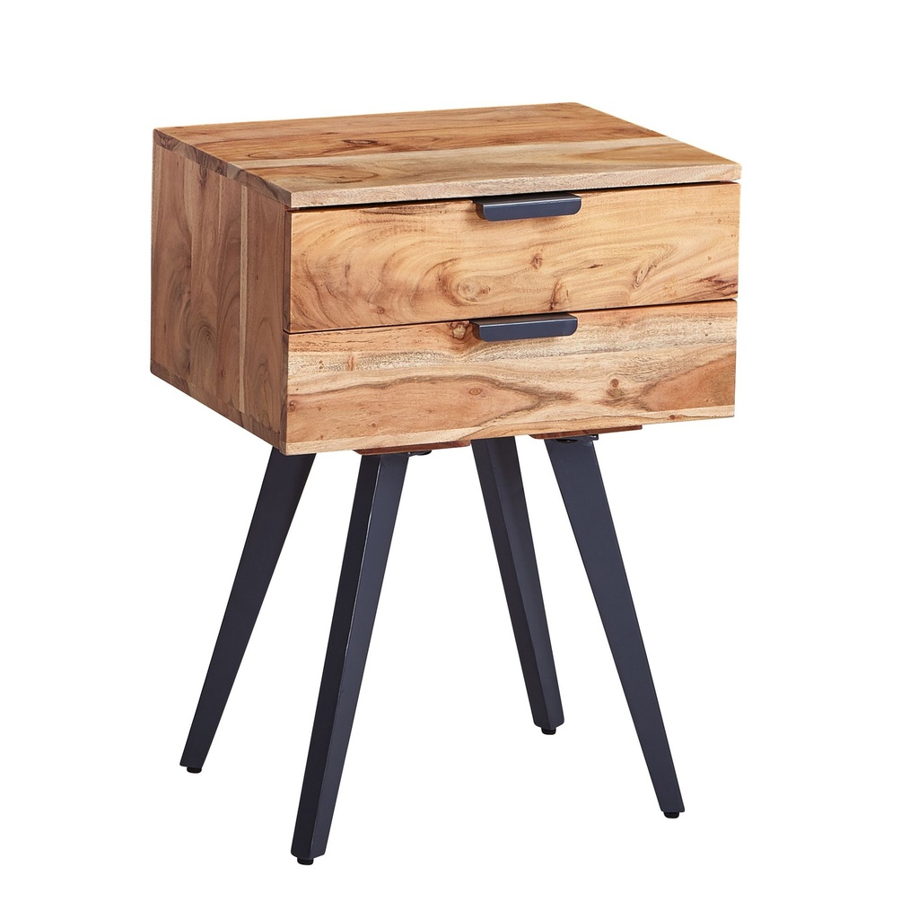 Console de nuit 47 x 65 x 35 cm en bois d'acacia massif