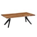 Table basse 115 x 37 x 64 cm bois d'acacia massif / bord d'arbre en métal