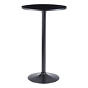 Design Table de Bar Noir Table de Bar Ø 60 cm Métal/Bois, 100 cm de Haut, Moderne