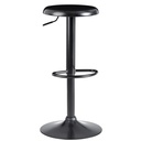 Tabouret de bar noir sans dossier 58 - 79 cm, métal 100 kg