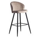 Tabouret de bar velours beige avec dossier 56 x 102,5 x 52,5 cm, tissu scandinave/métal 110 kg