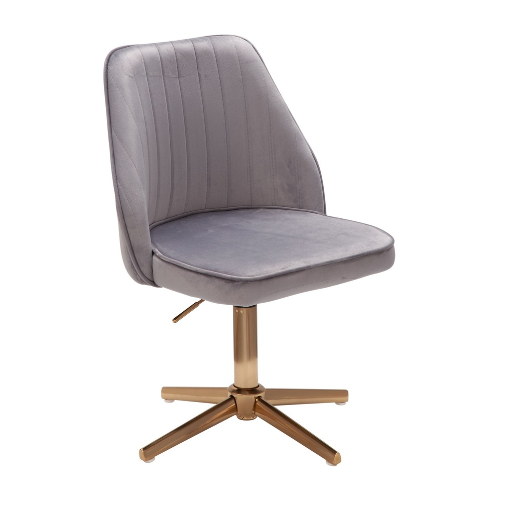 Design Chaise pivotante en velours gris rotatif sans roulettes