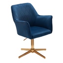 Design Chaise Pivotante en Velours Bleu Foncé Pivotant sans Roues avec Accoudoir