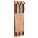 Design porte-manteau mural en bois massif d'acacia / métal 35,5 x 100 x 11 cm, porte-manteau mural à 2 rangées de porte-manteau de couloir, porte-manteau en bois