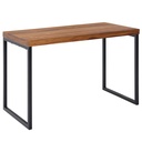 Bureau Sheesham bois massif/métal 117x59x76,5 cm table d'ordinateur, table de bureau design petite foncée, table d'étude pour ordinateur portable