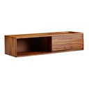 Lowboard Suspendu en Bois Massif Sheesham 108x25x34 cm Meuble TV Marron, Table TV Design avec Espace de Rangement, avec Compartiment de Rangement et Un Tiroir