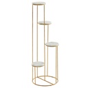 Support à Fleurs en Marbre véritable Blanc 36,5 x 107,5 x 36,5 cm Support à Plantes sur Pied doré, Tabouret à Fleurs sur Pied pour Salon avec 4 étagères