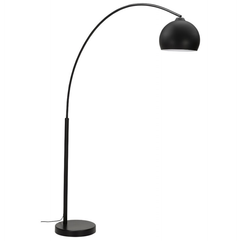 Lampadaire design métal arqué noir mat Greysen