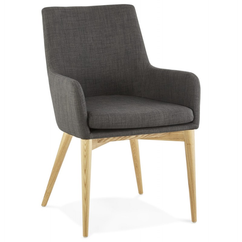 Fauteuil charmant piètement bois et textile Kolt