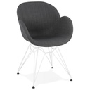 Chaise design Kendall grise avec piètement métal blanc