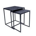 2 tables d'appoint Amias avec plateau en chevron rainuré noir