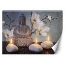 Photo murale en toile décorative avec aspect 3d de 100 cm motif bouddha méditant