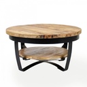 Jolie table basse ronde Firmine en bois de manguier
